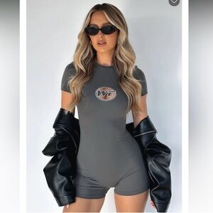 White Fox Boutique Charcoal Bodysuit